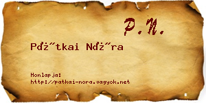 Pátkai Nóra névjegykártya