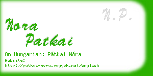nora patkai business card